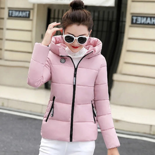INSTYLISH Parka d'hiver à capuche pour femme, manteau court épais et chaud,