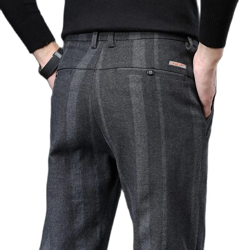 Pantalon décontracté à rayures verticales pour hommes, pantalon décontracté, gris, bleu, noir, nouveau, printemps, automne