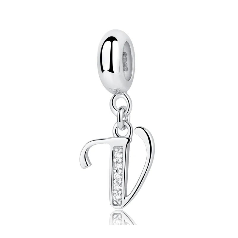 925 argent Sterling breloque perle Vintage Alphabet A-Z lettre pendentif breloques ajustement marque Bracelets colliers femmes bijoux à bricoler soi-même