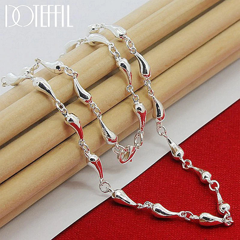 DOTEFFIL 925 en argent Sterling goutte d'eau pendentif collier pour femme 18 pouces chaîne bijoux de fiançailles de mariage