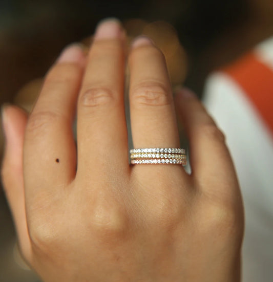 Bague en argent Sterling 925, ligne fine, micro pavé cz, éternité, 3 couleurs, pile, argent 925