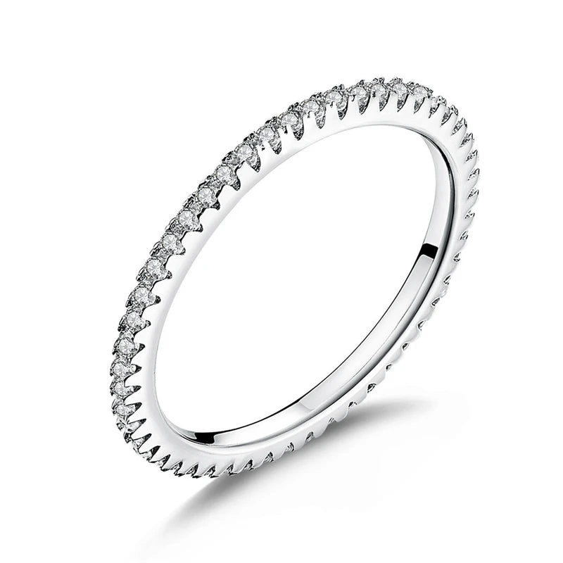 WOSTU – bagues en argent Sterling 100% véritable pour femmes, bijoux de fiançailles, géométriques simples, rondes, empilables, CQR066
