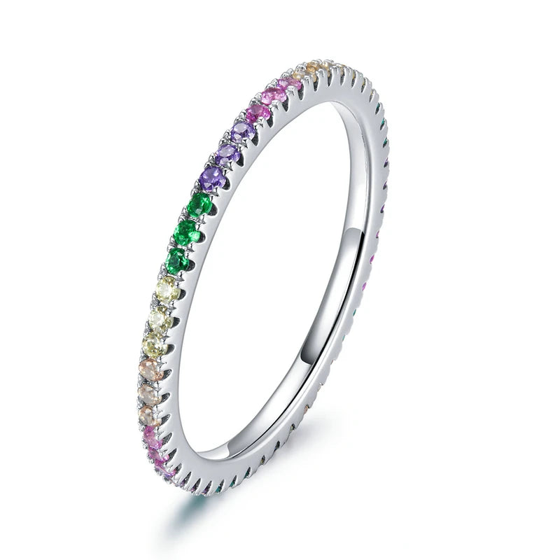 BAMOER classique 925 en argent Sterling de haute qualité cercle clair CZ géométrique empilable anneaux pour les femmes bijoux de mariage cadeau SCR066