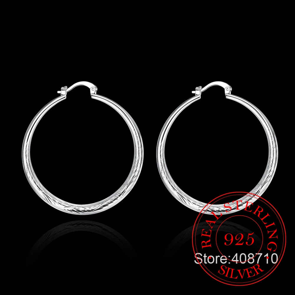 Boucles d'oreilles rondes Hip Hop en argent Sterling 925 pour femmes, grand cercle de 4.0cm,
