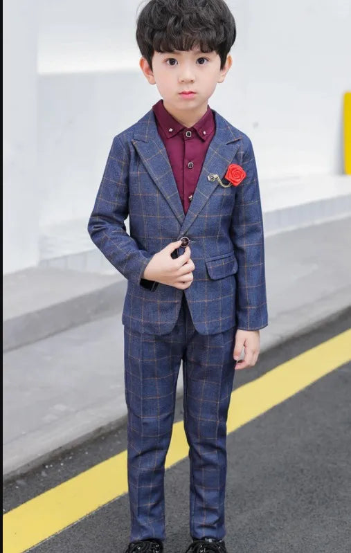 Robe d'uniforme scolaire pour garçons, olympiques d'anniversaire formels pour mariages, pantalons blazer, ensembles de vêtements pour enfants, fête de gentleman, 2 pièces, F64