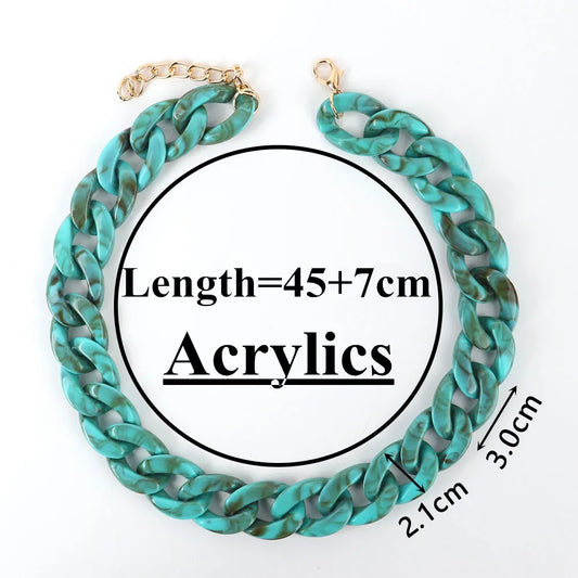 FishSheep-Collier de collier JoChoker en acrylique pour hommes et femmes, Rock Punk, Chunky Curb Optics, Bijoux Boho, 26 couleurs