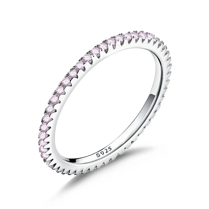 WOSTU – bagues en argent Sterling 100% véritable pour femmes, bijoux de fiançailles, géométriques simples, rondes, empilables, CQR066