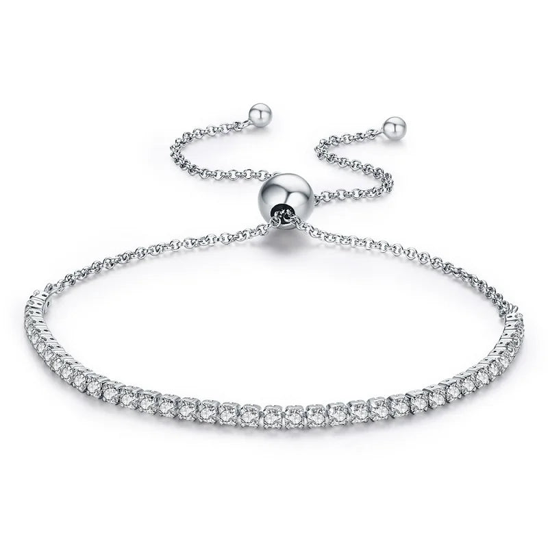 BAMOER – Bracelet de Tennis classique plaqué or 14 carats pour femmes, Bracelet coulissant réglable en argent Sterling 925, bijoux cadeau de mariage