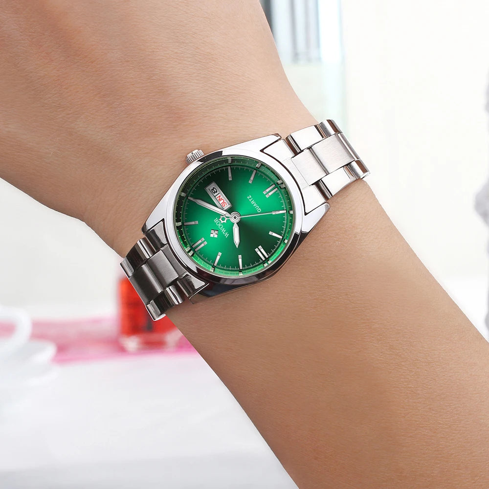 WWOOR-Montre à Quartz en Acier Inoxydable pour Femme, Étanche,