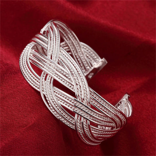 DOTEFFIL 925 en argent Sterling entrelacé Web bracelet bague ensemble pour femme mariage fiançailles fête mode charme bijoux