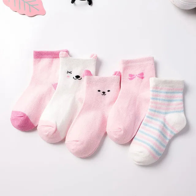 5 paires / lots de chaussettes en coton doux pour enfants garçons filles bébé bande de mode bande chaude automne hiver 0-8 ans chaussettes de dessin animé pour enfants