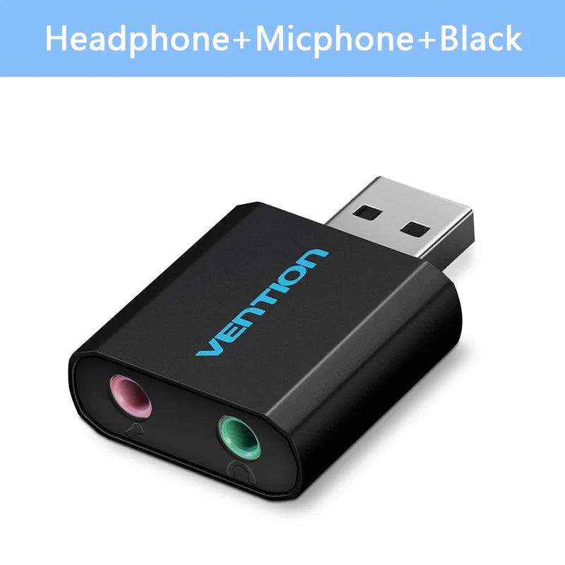 VENTION – Carte son externe USB avec sorties microphone et casque