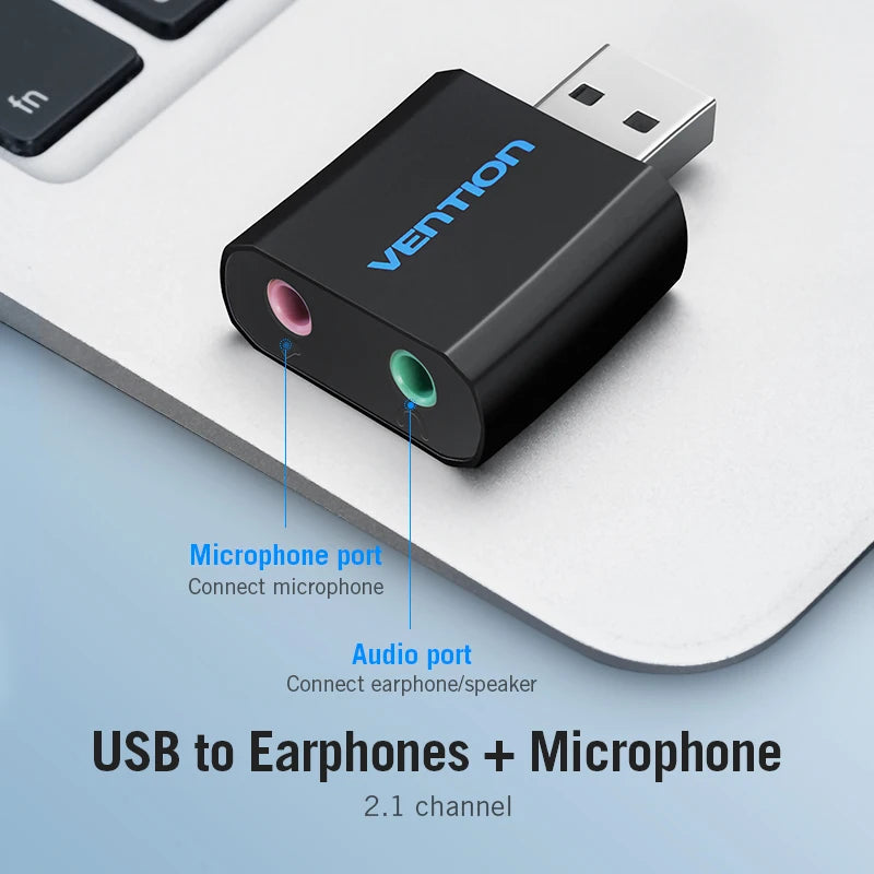 VENTION – Carte son externe USB avec sorties microphone et casque