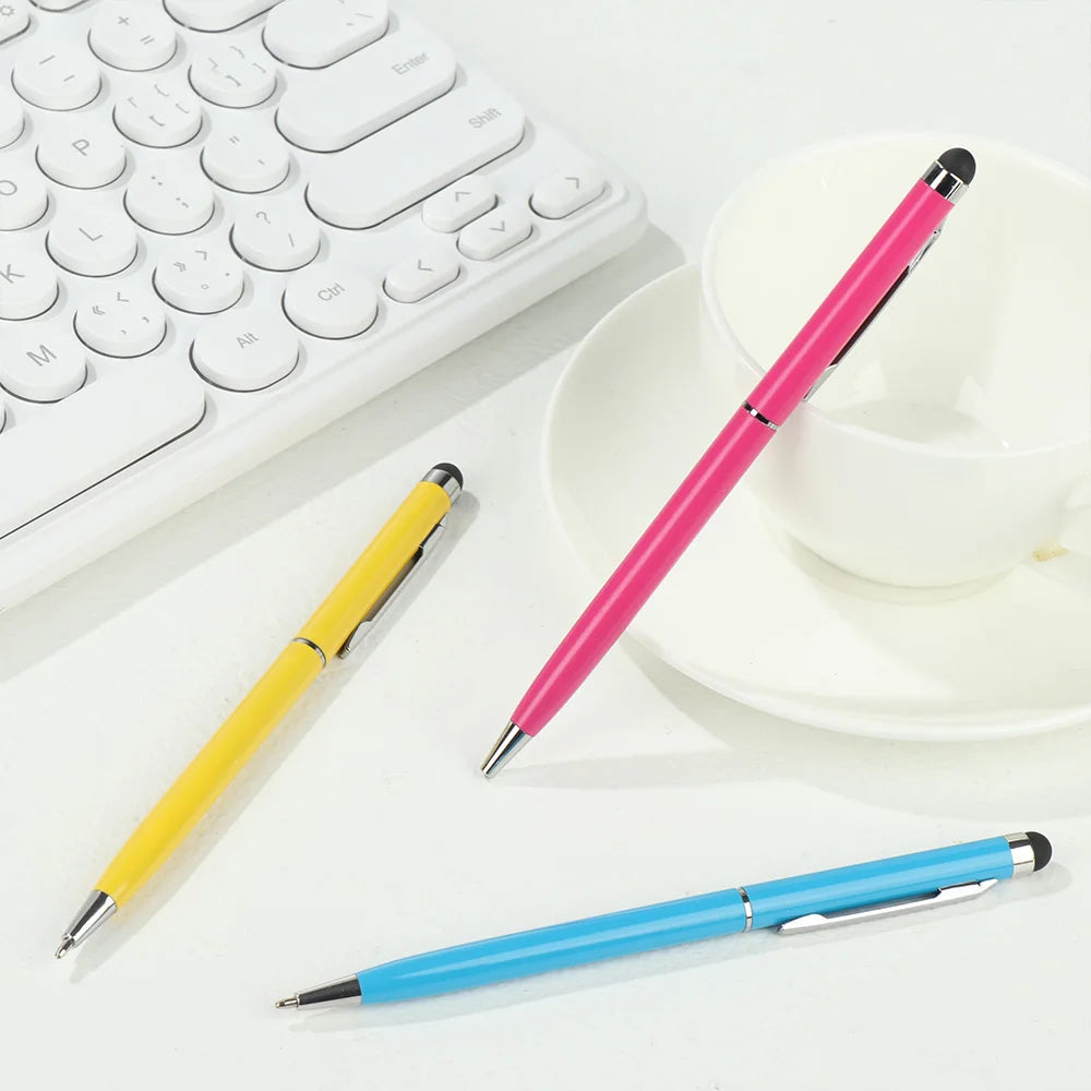 Stylet universel pour écran tactile de téléphone portable, stylo à bille pour iPhone et iPad, fournitures d'écriture, cadeaux de bureau et scolaires, utilisation des touristes