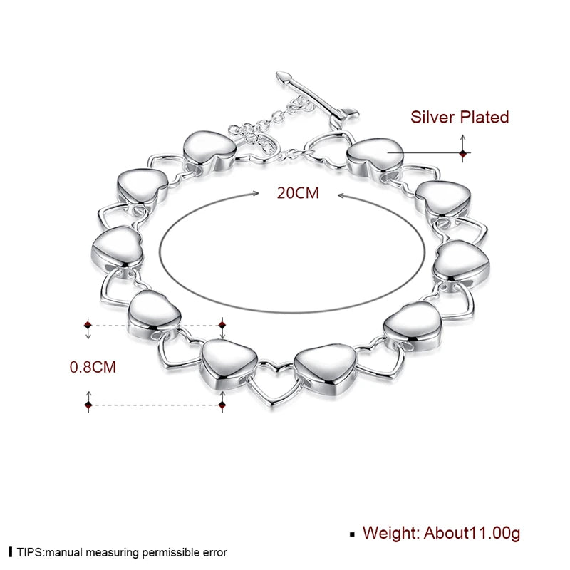 DOTEFFIL 925 en argent Sterling solide creux plein coeur Bracelet pour femme charme mariage fiançailles fête bijoux de mode