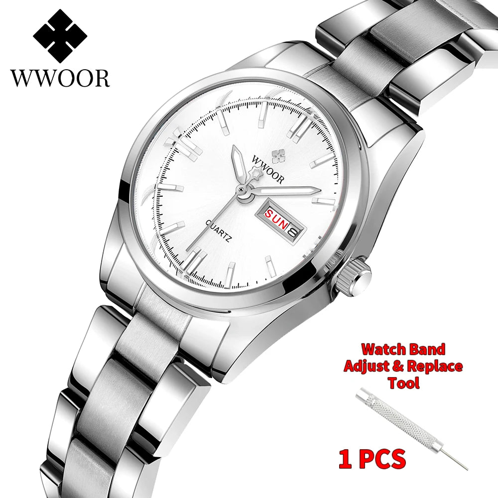 WWOOR-Montre à Quartz en Acier Inoxydable pour Femme, Étanche,