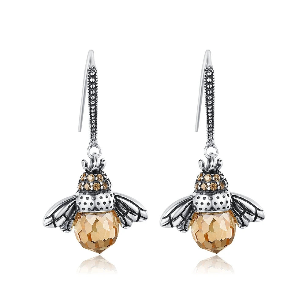 Bamoer – boucles d'oreilles en forme d'abeille jaune pour femmes, en argent Sterling 925, en forme d'insecte, bijoux fins, cadeau, offre spéciale, SCE149