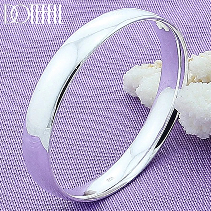DOTEFFIL 925 argent Sterling 10mm lisse solide Bracelet bracelets pour femmes hommes mariage fiançailles fête bijoux