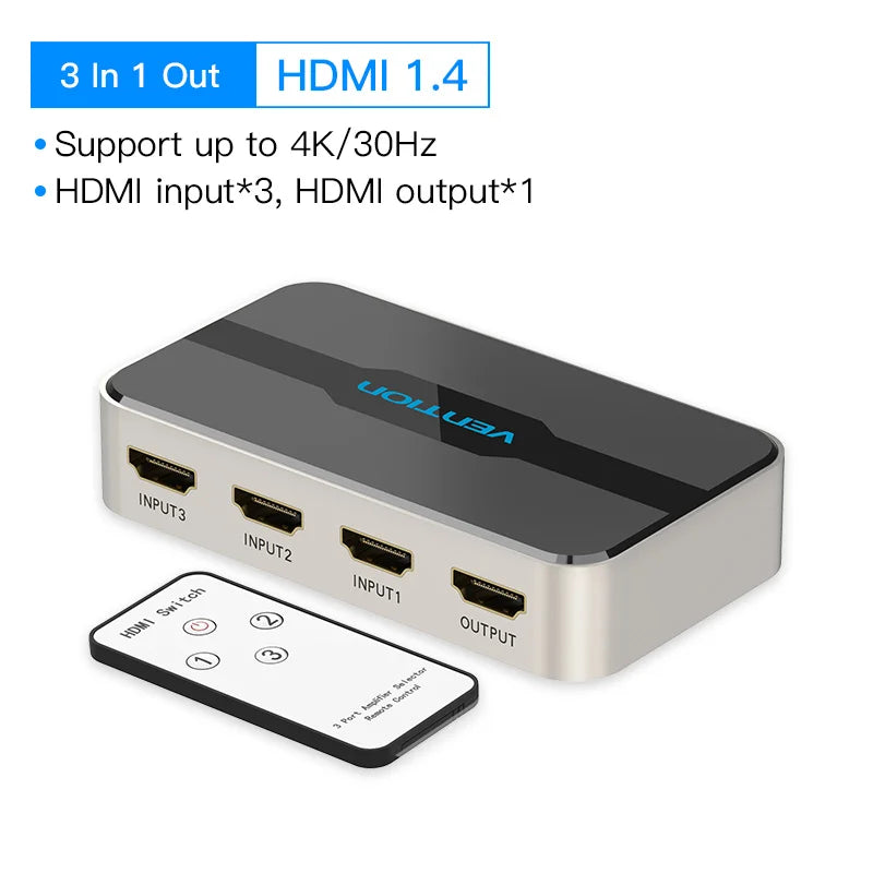 Vention HDMI Splitter 5 en 1 sortie 4K/30Hz HDMI 5x1 3x1