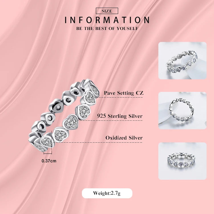 Modian – bague classique en argent sterling 925, zircone cubique, bijoux, cœurs d'amour, éternité