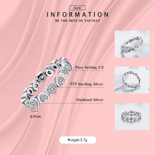 Modian – bague classique en argent sterling 925, zircone cubique, bijoux, cœurs d'amour, éternité
