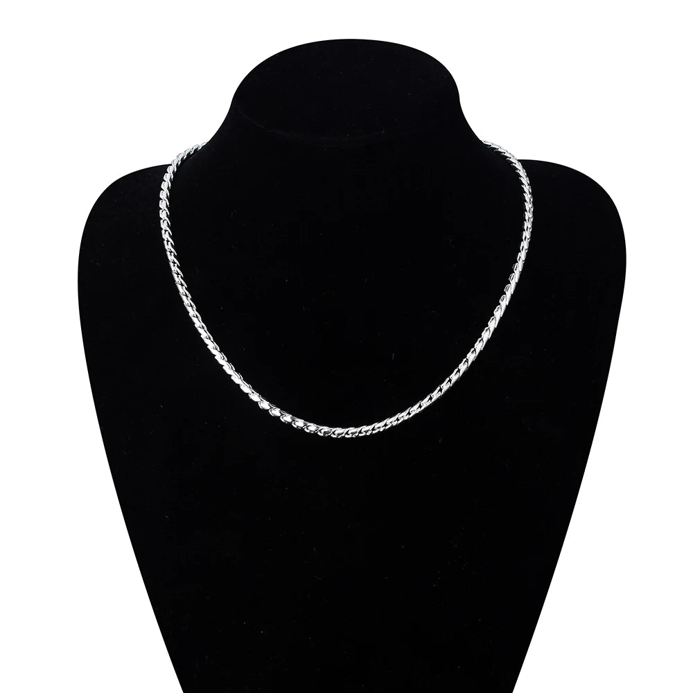 DOTEFFIL 925 argent Sterling 5mm serpent chaîne collier femme homme mode Simple 20 pouces chaîne bijoux