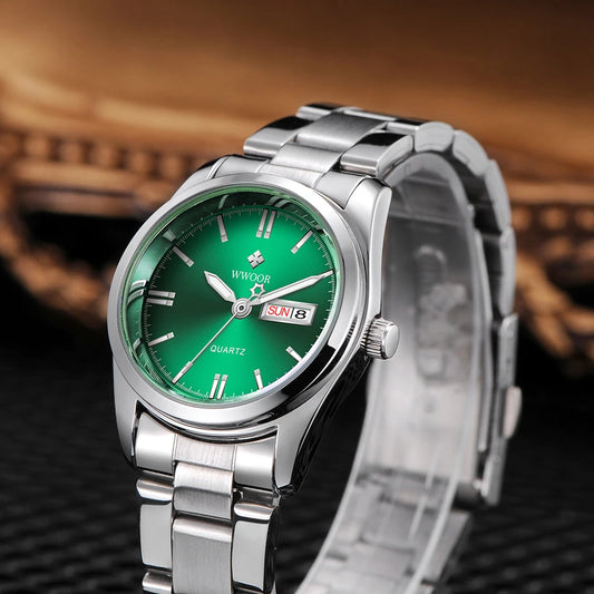 WWOOR-Montre à Quartz en Acier Inoxydable pour Femme, Étanche,