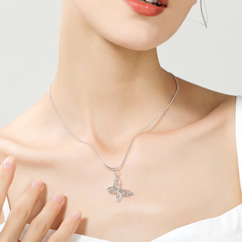 DOTEFFIL – collier avec pendentif papillon en argent Sterling 925, chaîne serpent de 18/20/22/24/28/30 pouces pour femmes, bijoux de fiançailles et de mariage