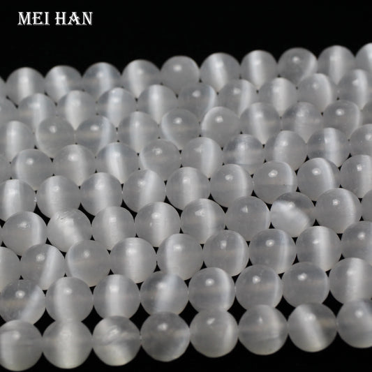 Meihan – perles de Calcite en sélénite blanche naturelle, rondes et lisses, amples, pour la fabrication de bijoux, bricolage, 8mm/10mm