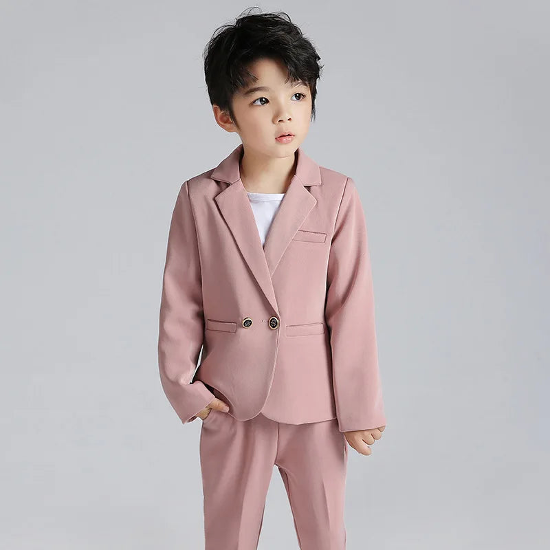 Robe d'uniforme scolaire pour garçons, olympiques d'anniversaire formels pour mariages, pantalons blazer, ensembles de vêtements pour enfants, fête de gentleman, 2 pièces, F64