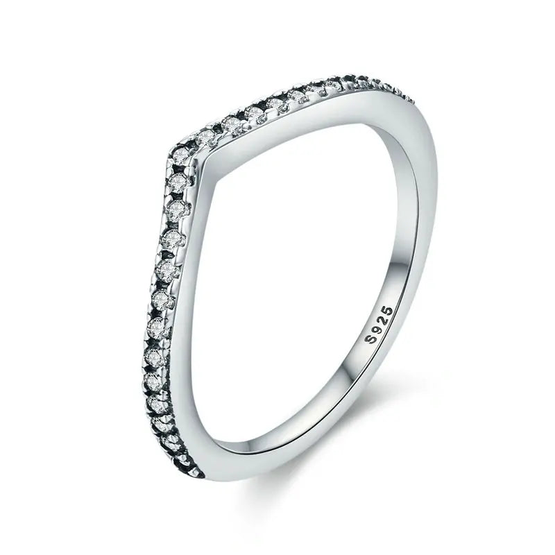 WOSTU-Bague empilable en argent regardé 100% pour femme, bijoux à la mode, cadeau original, souhait scintillant, chaud, 925, XCH7649