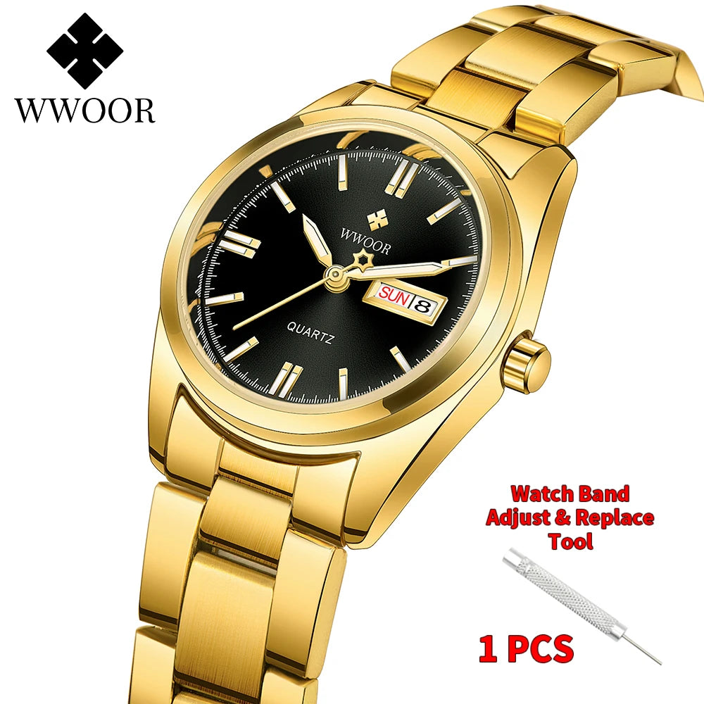 WWOOR-Montre à Quartz en Acier Inoxydable pour Femme, Étanche,