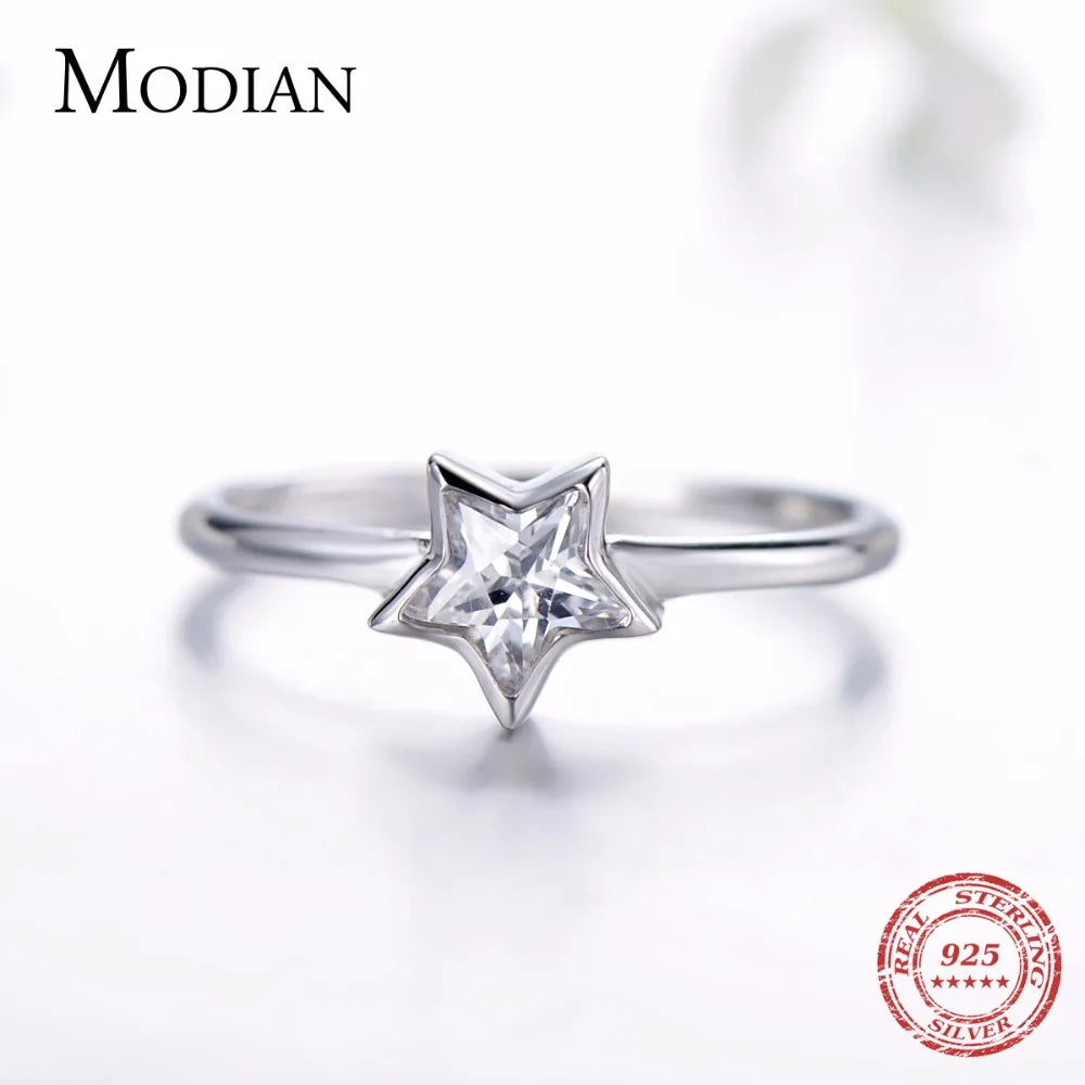 Modian-Bague étoile en argent regardé 2021 pour femme, bijoux en zircone cubique, matiques simples, cadeau élégant, mode authentique, contre-indiqué, nouveau, 925