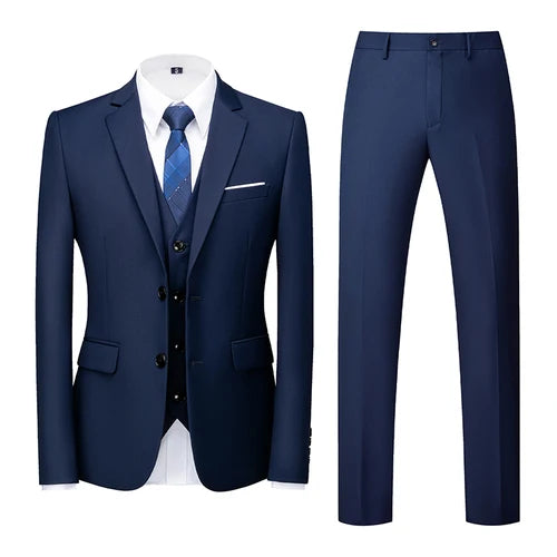 Costume vert clair pour Homme, 3 pièces (veste + pantalon + gilet), noir, gris, rouge, Terno Masculino, mode Slim, taille asiatique M-6XL