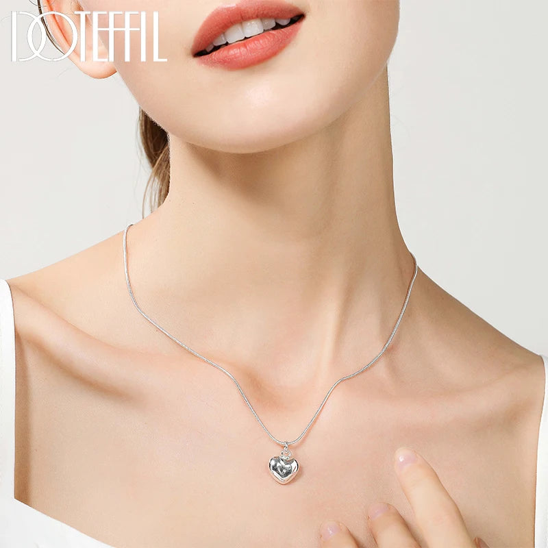DOTEFFIL – collier avec pendentif en forme de petit cœur en argent Sterling 925, chaîne serpent de 16 à 30 pouces pour femmes, breloque de mariage, bijoux à la mode