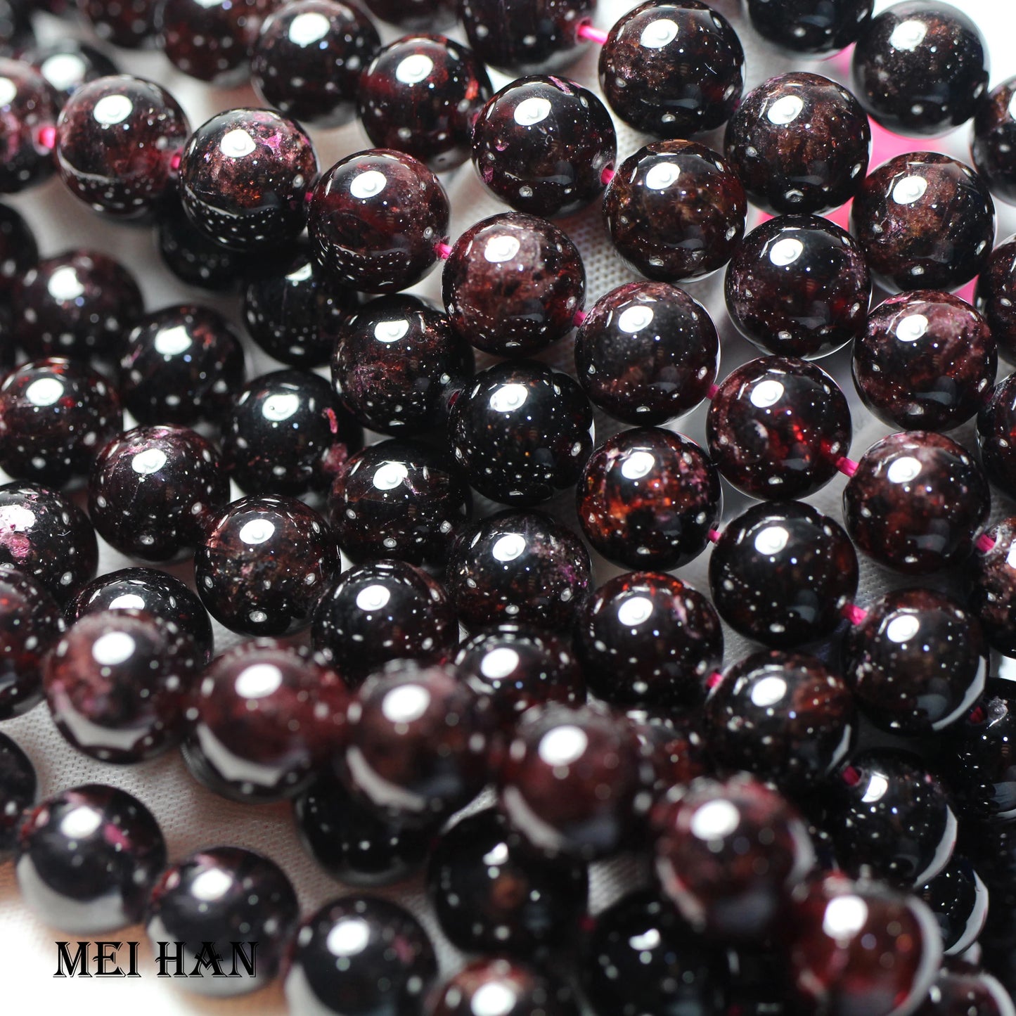 Meihan – perles rondes en grenat rouge naturel, pour bijoux, bracelet, pierre de naissance, symbole d'équilibre de fidélité, cadeau de vacances idéal
