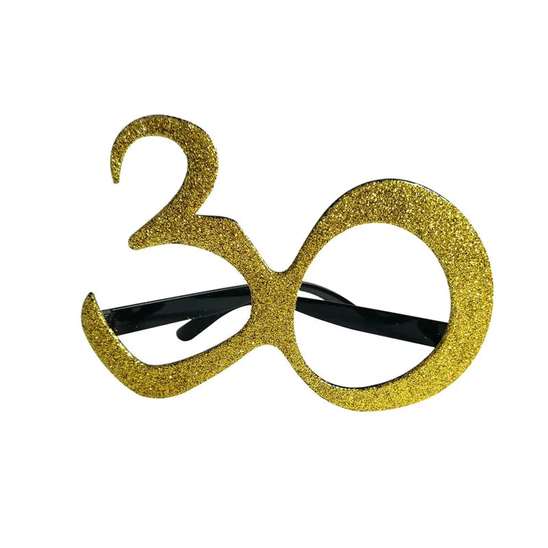 Pailles en papier à rayures dorées, 1 sac, numéro 30e 40e 50e 60e, lunettes à ceinture, pailles à boissons joyeux anniversaire pour adultes, décoration de fête en ballon