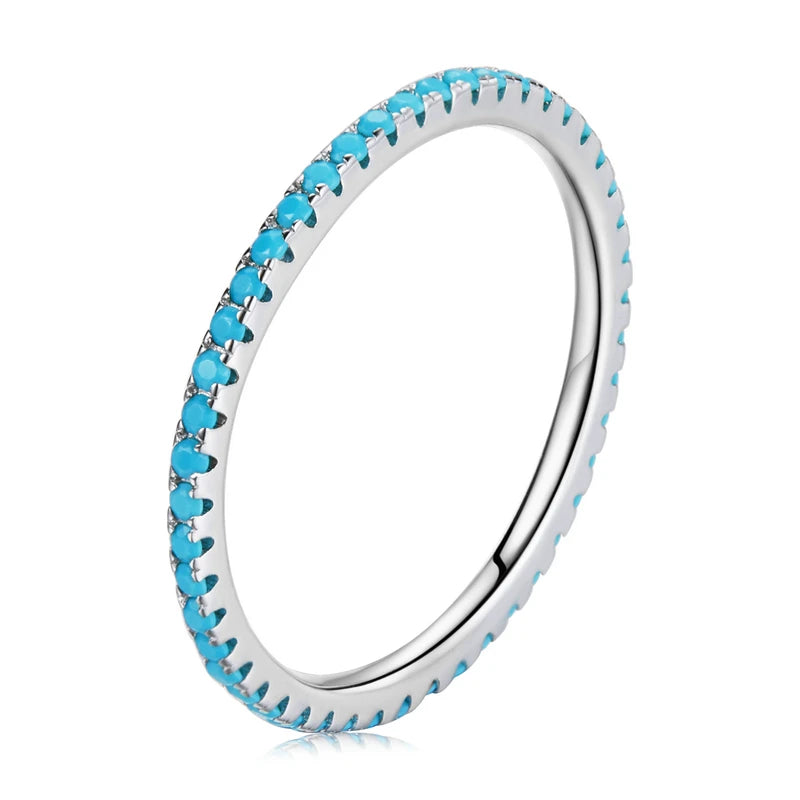 WOSTU – bagues en argent Sterling 100% véritable pour femmes, bijoux de fiançailles, géométriques simples, rondes, empilables, CQR066