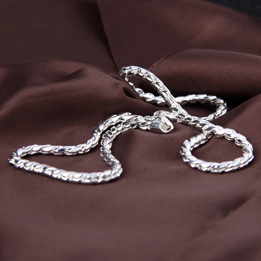 DOTEFFIL 925 argent Sterling 5mm serpent chaîne collier femme homme mode Simple 20 pouces chaîne bijoux