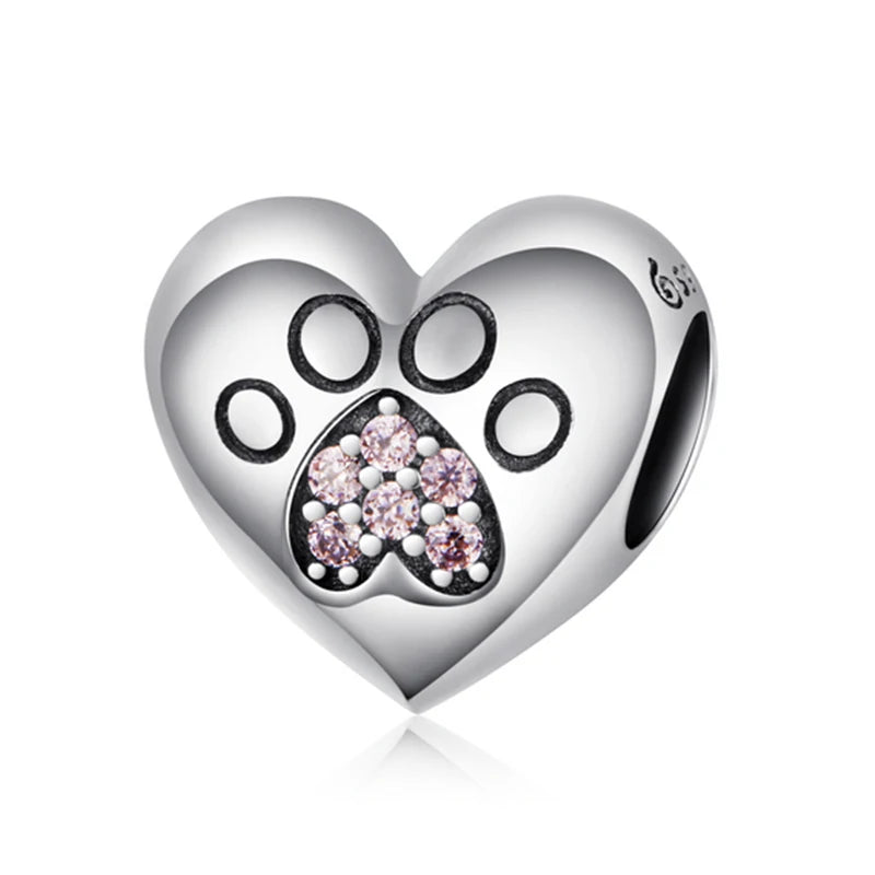 WOSTU 100% 925 argent Sterling rose Zircon cristal perles creux sculpté breloque pour la fabrication de bijoux ajustement Original Bracelet pendentif