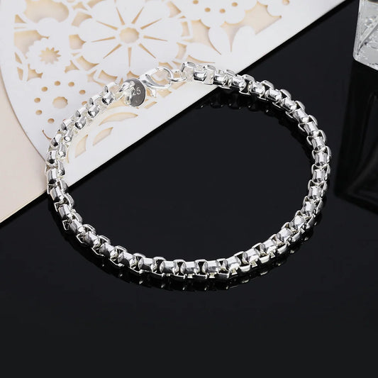 DOTEFFIL 925 en argent Sterling 18K or boîte ronde chaîne Bracelet pour les femmes mode charme mariage fiançailles fête bijoux