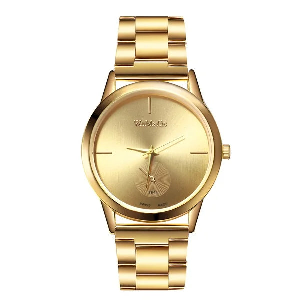 WoMaGe montres femmes montres en or en acier inoxydable montres à Quartz