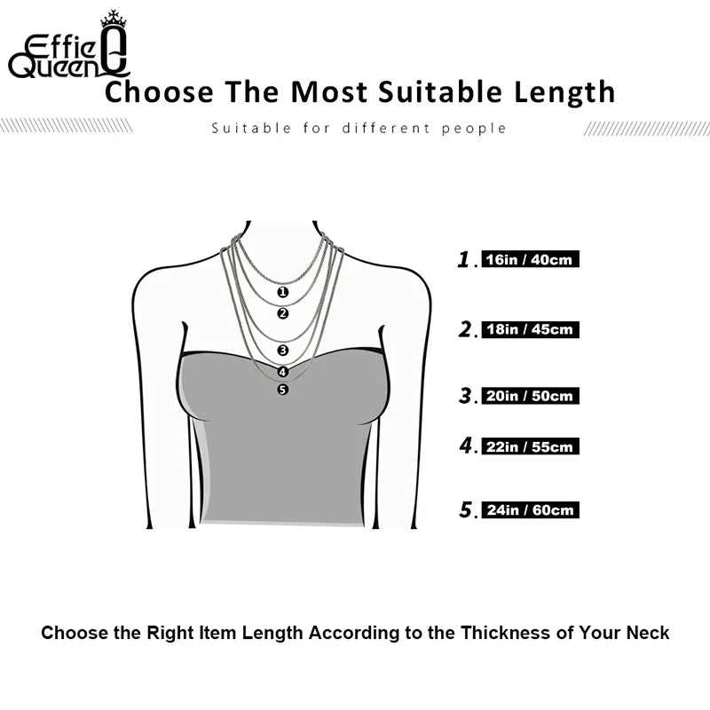 Effie Queen Chic 925 en argent Sterling chaîne de base ras du cou Simple collier bijoux exquis pour hommes et femmes tenue décontractée SC07