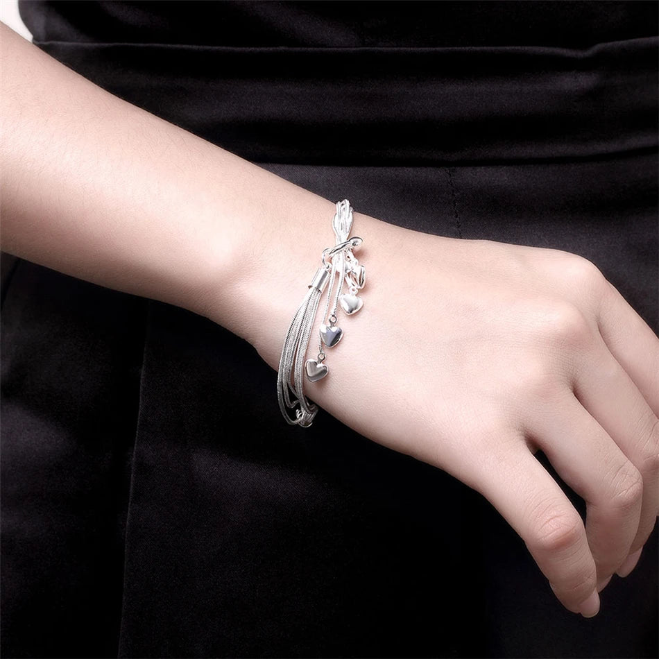 Prix usine ensembles bijoux 925 couleur argent collier Bracelet coeur bijoux ensembles collier Bracelet boucle d'oreille