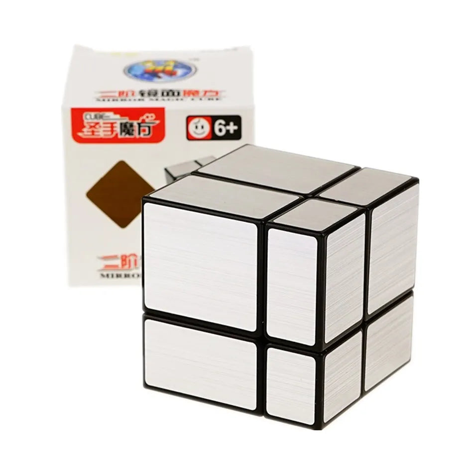 Shengshou 2x2x2 Cube miroir magique 5.7 cm vitesse Puzzle magique Cube 2x2 Cubo Magico autocollant apprentissage éducation Cubes pour les enfants