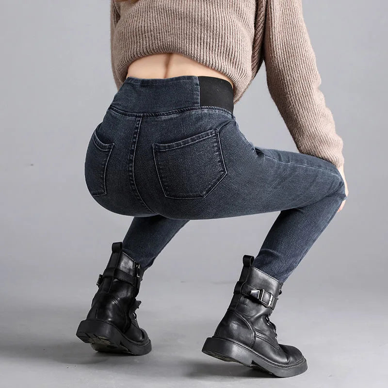 Jean crayon taille haute pour femme, pantalon skinny classique, pantalon en denim décontracté, streetwear, lavage commandé, grande taille 38, fjeros