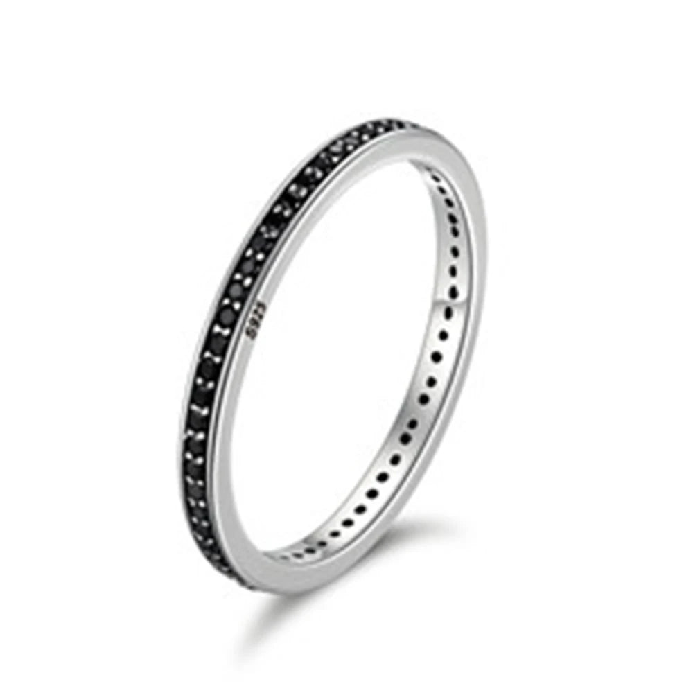 BAMOER authentique 925 en argent Sterling éblouissant CZ anneaux empilables pour les femmes bijoux de mariage mère cadeau SCR114