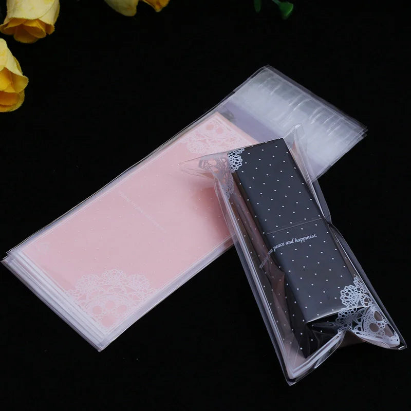 100 pièces/lot Mini emballage de biscuits en plastique 5x10 cm sacs d'emballage de cupcakes sacs auto-adhésifs opp sac cadeau sac de bonbons paquet de rouge à lèvres