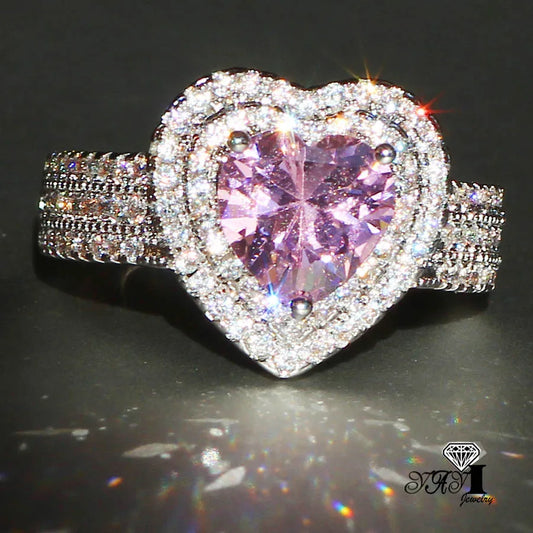 YaYI mode femmes bijoux rose pierre précieuse Zircon CZ couleur argent fiançailles mariage femme anneaux cadeau livraison directe anneaux