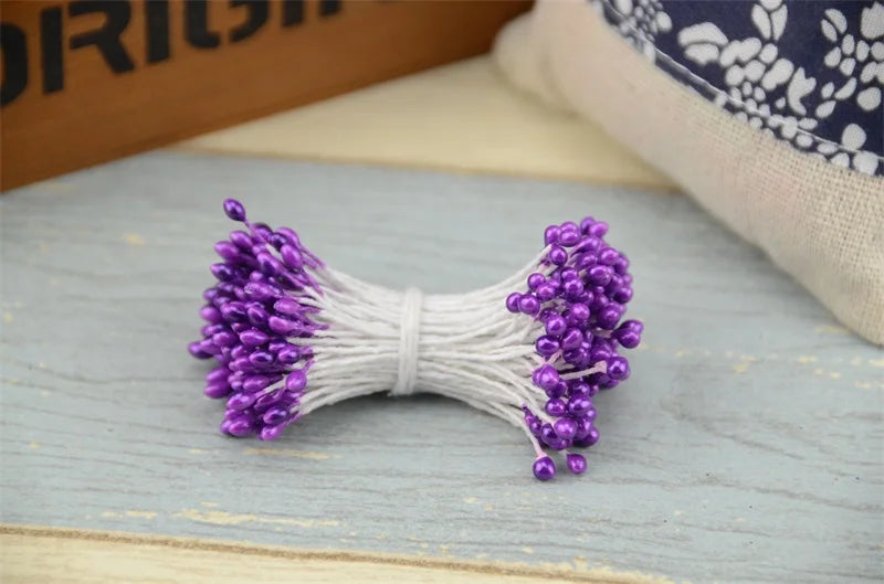 300 pièces fleur artificielle Double têtes étamine nacré artisanat cartes gâteaux décor Scrapbooking Floral pour la maison décor de fête de mariage